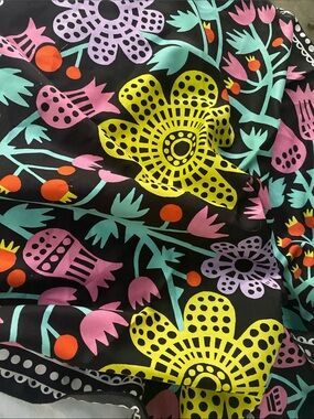 Bold Floral Print Scarf in Black, Yellow, Pink & Teal